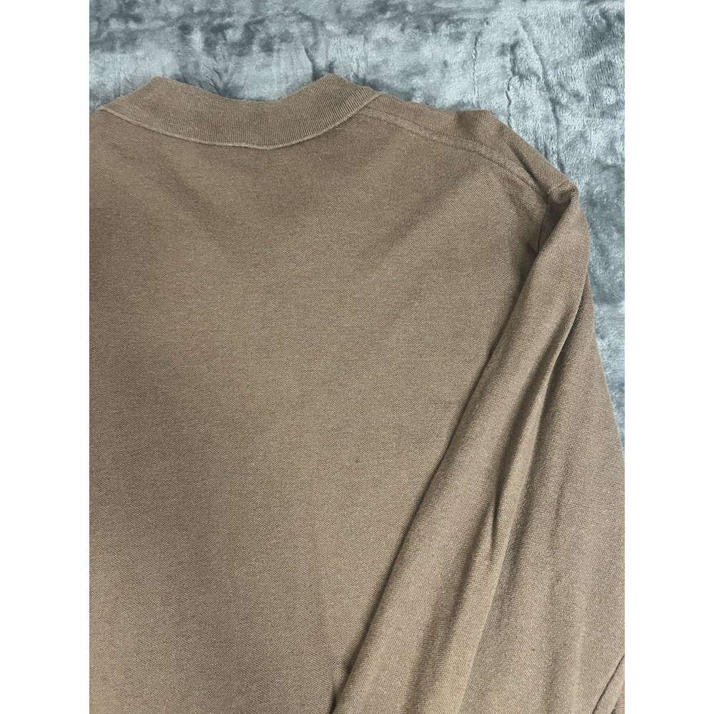 Polo Ralph Lauren Men's XL Brown Solid Long Sleeve Polo Collared Cotton Logo - Picture 11 of 15